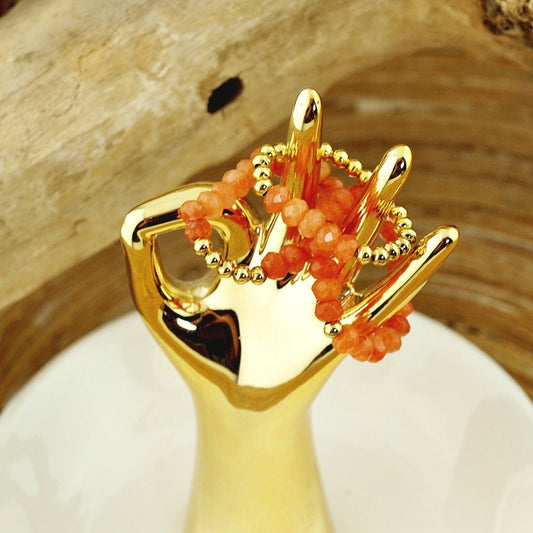 Stretch ringen set van jade kralen Coral - HanneHaves