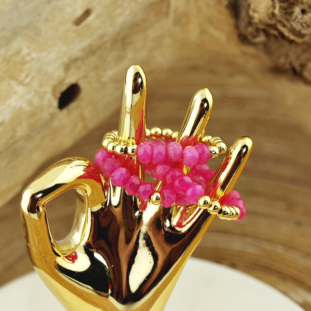 Stretch ringen set van jade kralen Cerise - HanneHaves