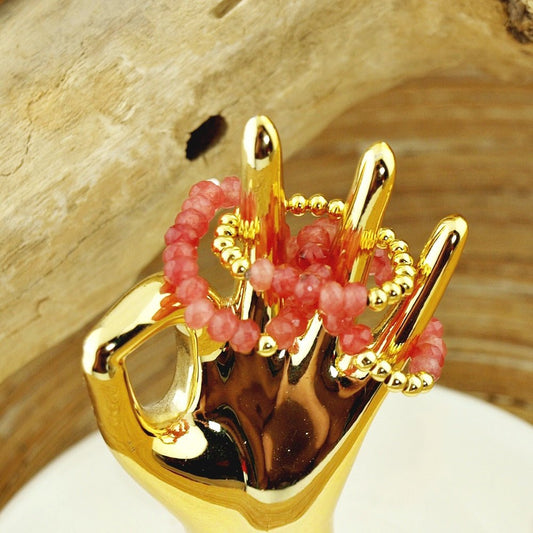 Stretch ringen set van jade kralen Salmon - HanneHaves