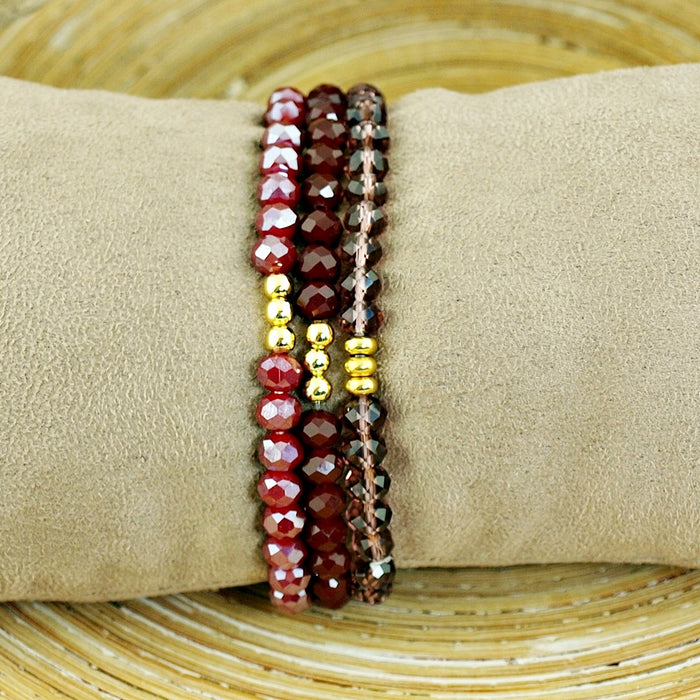 Armbanden set facet kralen aubergine