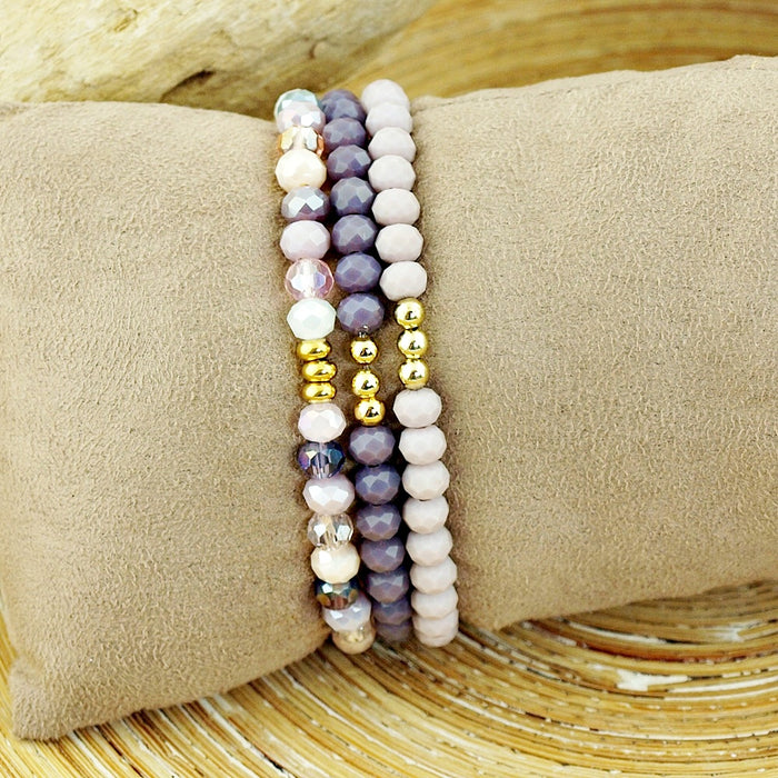 Armbanden set facet kralen lilac