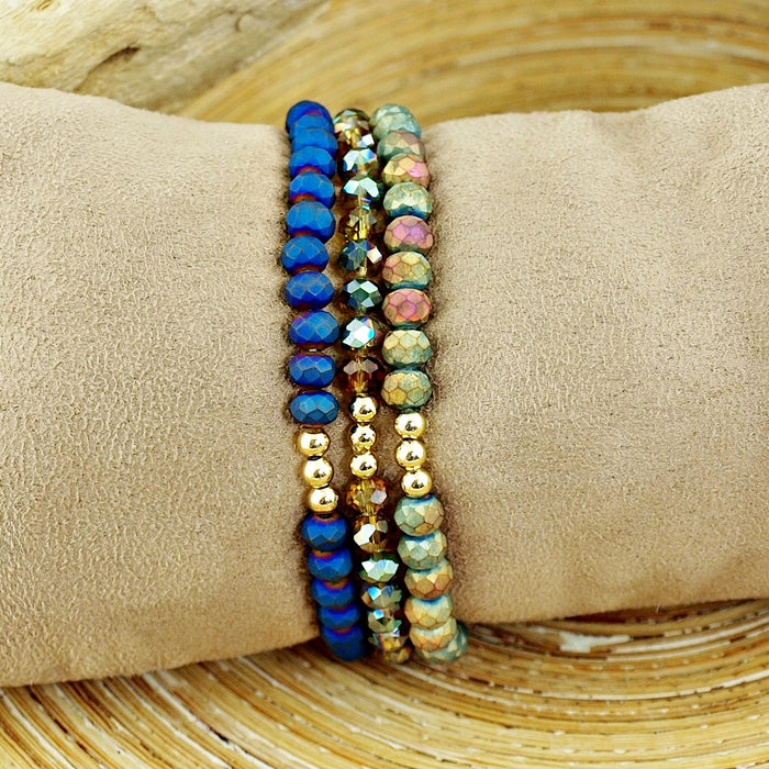 Armbanden set facet kralen petrol