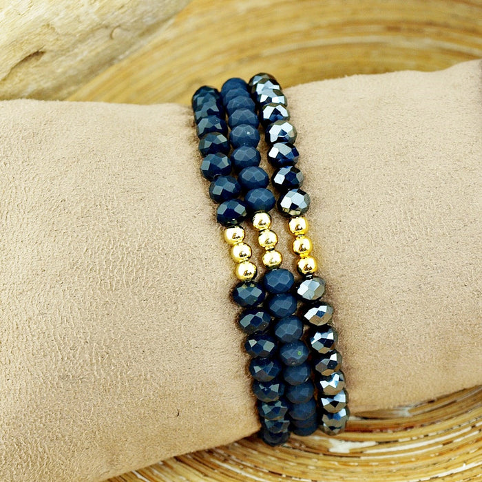 Armbanden set facet kralen midnight blue