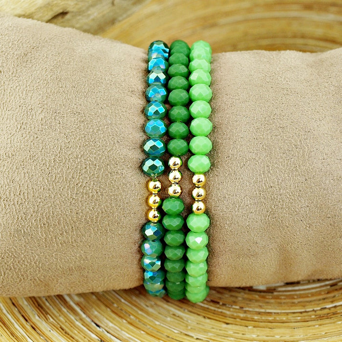 Armbanden set facet kralen green