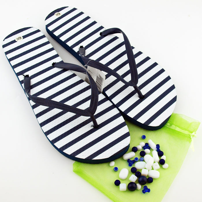 Teenslippers Navy Stripe