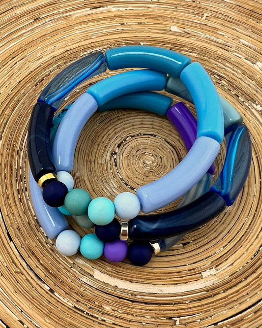 Armband Tube combi blauw - HanneHaves