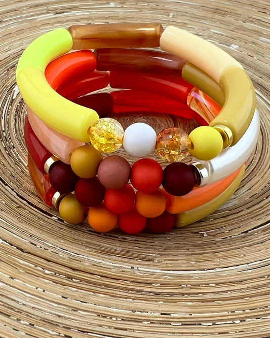 Armband Tube combi geel rood oranje - HanneHaves
