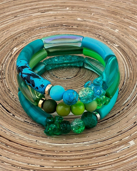 Armband Tube combi groen - HanneHaves