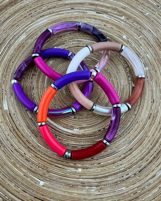 Armband Tube winterkleuren paars mix zilver - HanneHaves