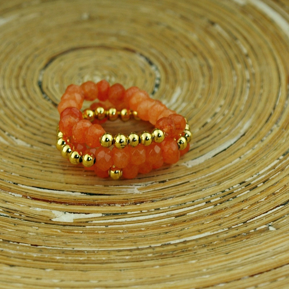 Stretch ringen set van jade kralen Coral