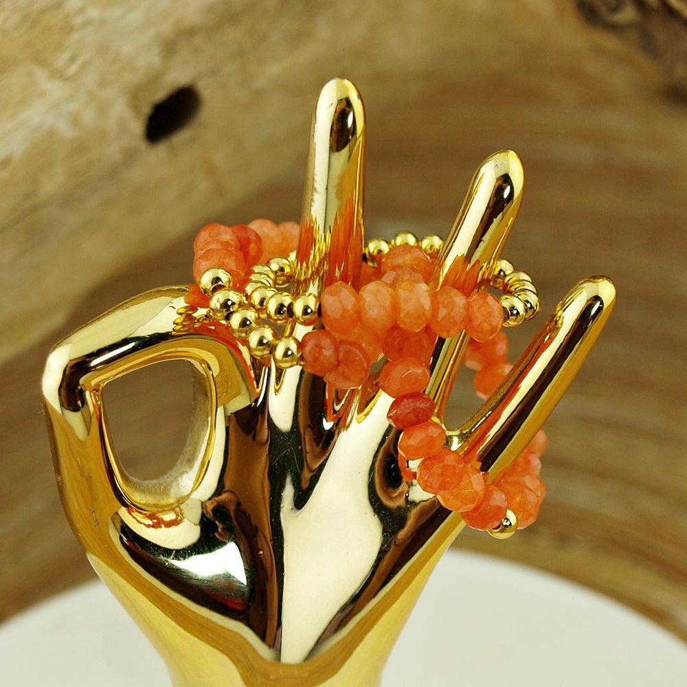 Stretch ringen set van jade kralen Coral