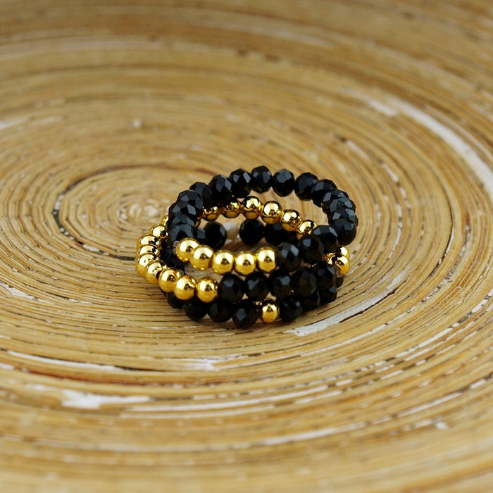Stretch ringen set van jade kralen Kobalt
