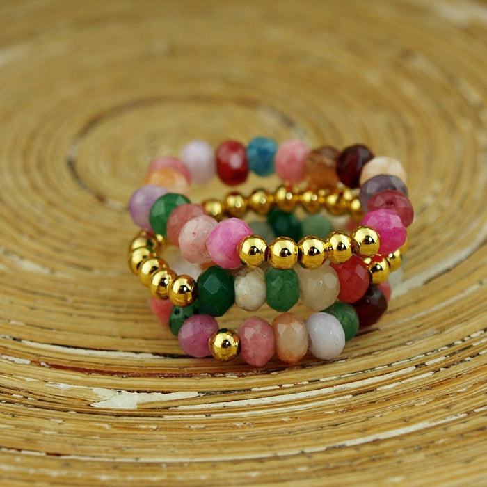Stretch ringen set van jade kralen Multi