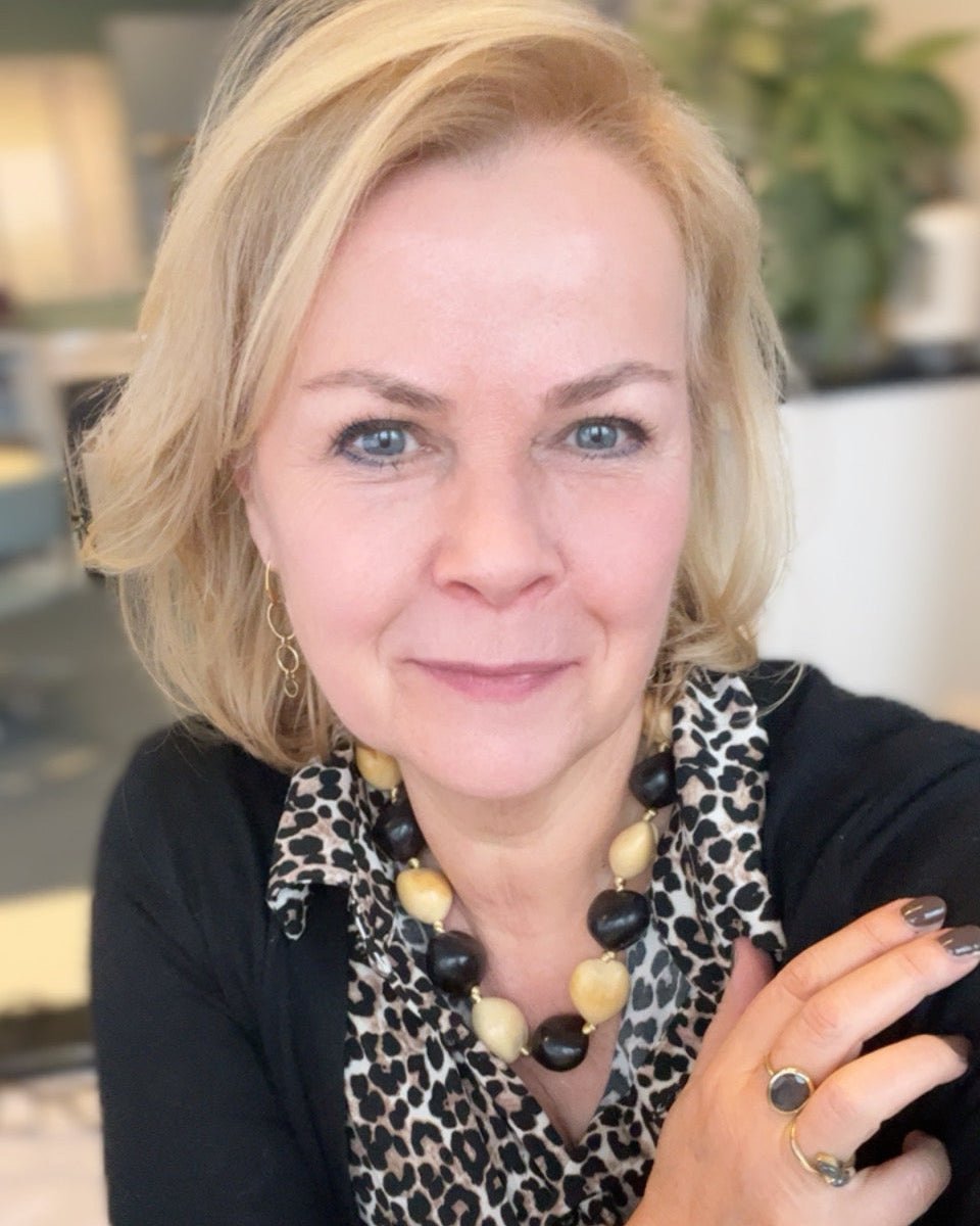 Ketting Bamboe Harten Grote Kralen Beige - HanneHaves