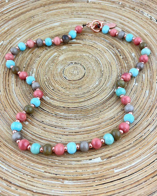 Ketting Big Beads pastel keramiek - HanneHaves