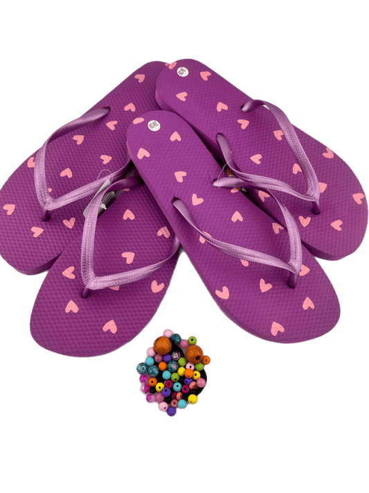 Teenslippers DIY Paars roze hartjes - HanneHaves