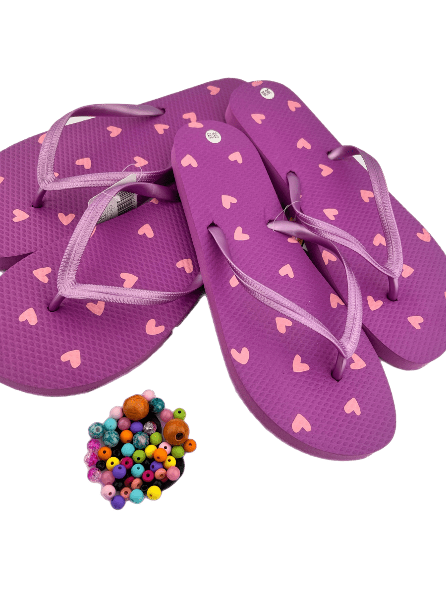 Teenslippers DIY Paars roze hartjes - HanneHaves