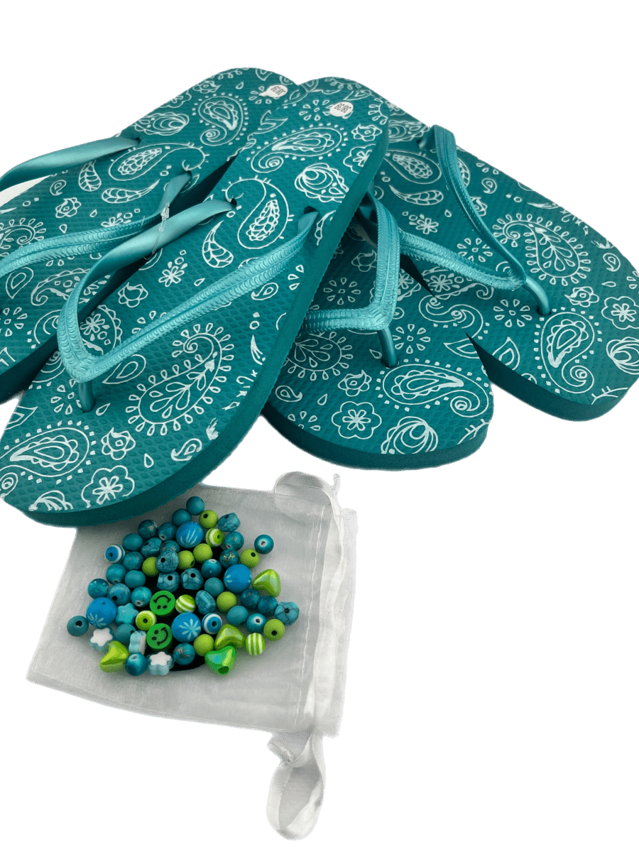 Teenslippers DIY Turquoise paisley - HanneHaves