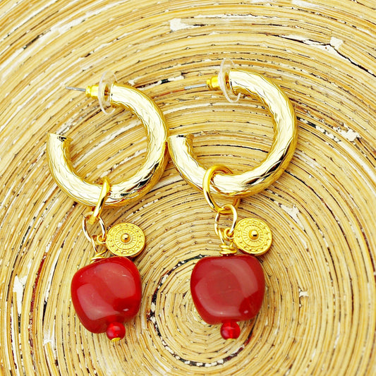 Oorbellen Big Loop Red Mandala - HanneHaves