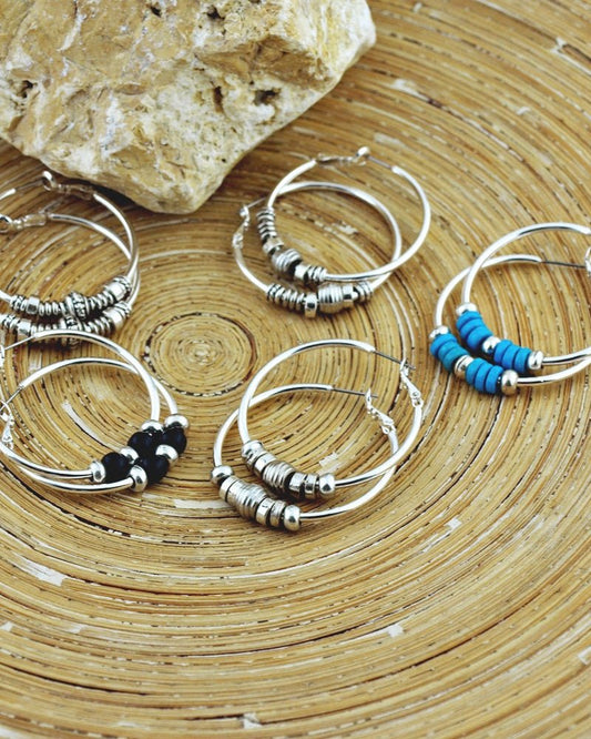 Oorbellen Creolen: Silver Beads - HanneHaves