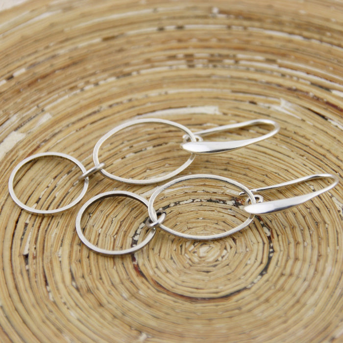 Oorbellen Double Loop Silver