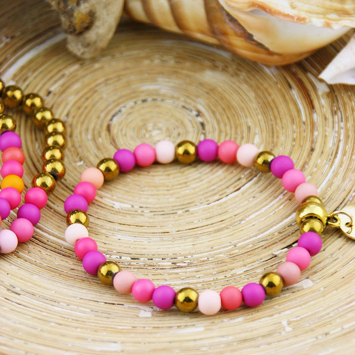 Armbandje BoHo Pink Colores de Oro