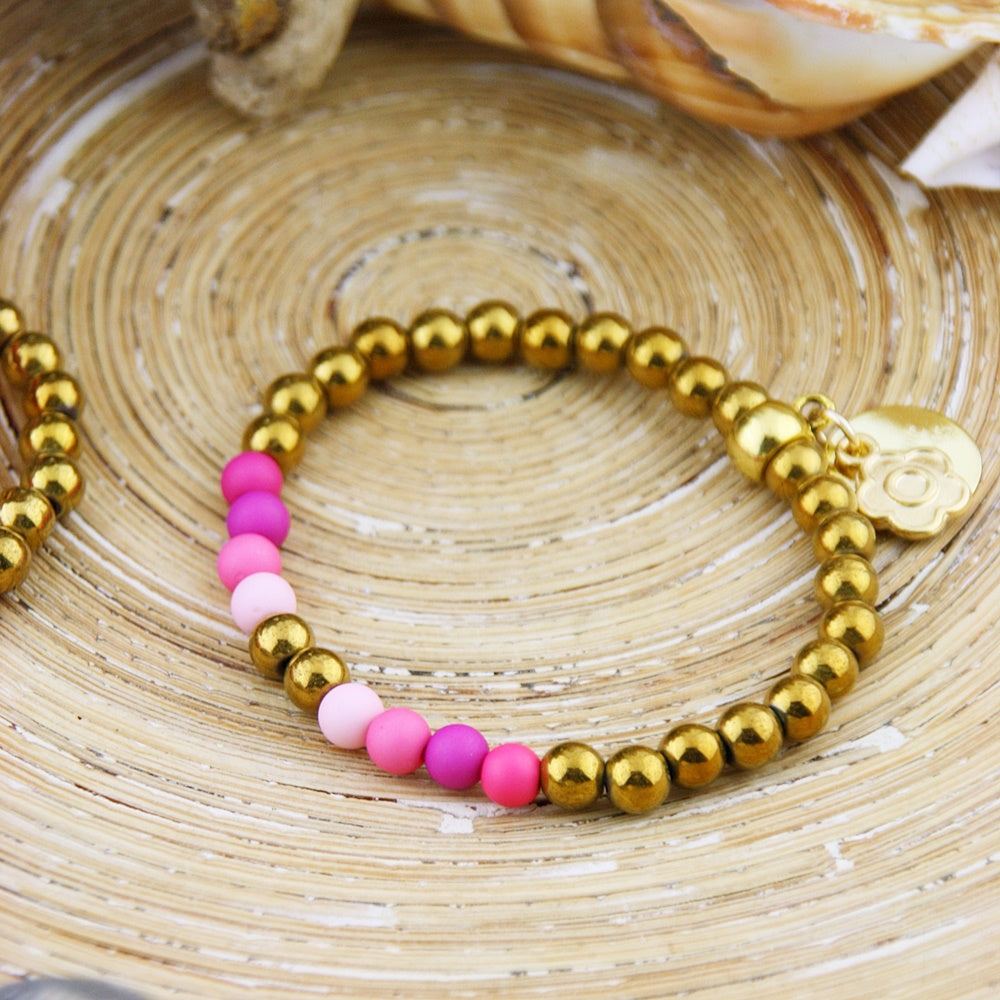 Armbandje BoHo Pink Colores de Oro