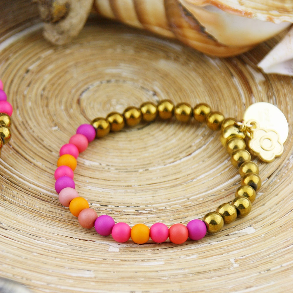 Armbandje BoHo Pink Colores de Oro