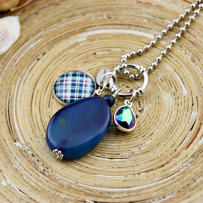 Lange ketting Blue Checkered