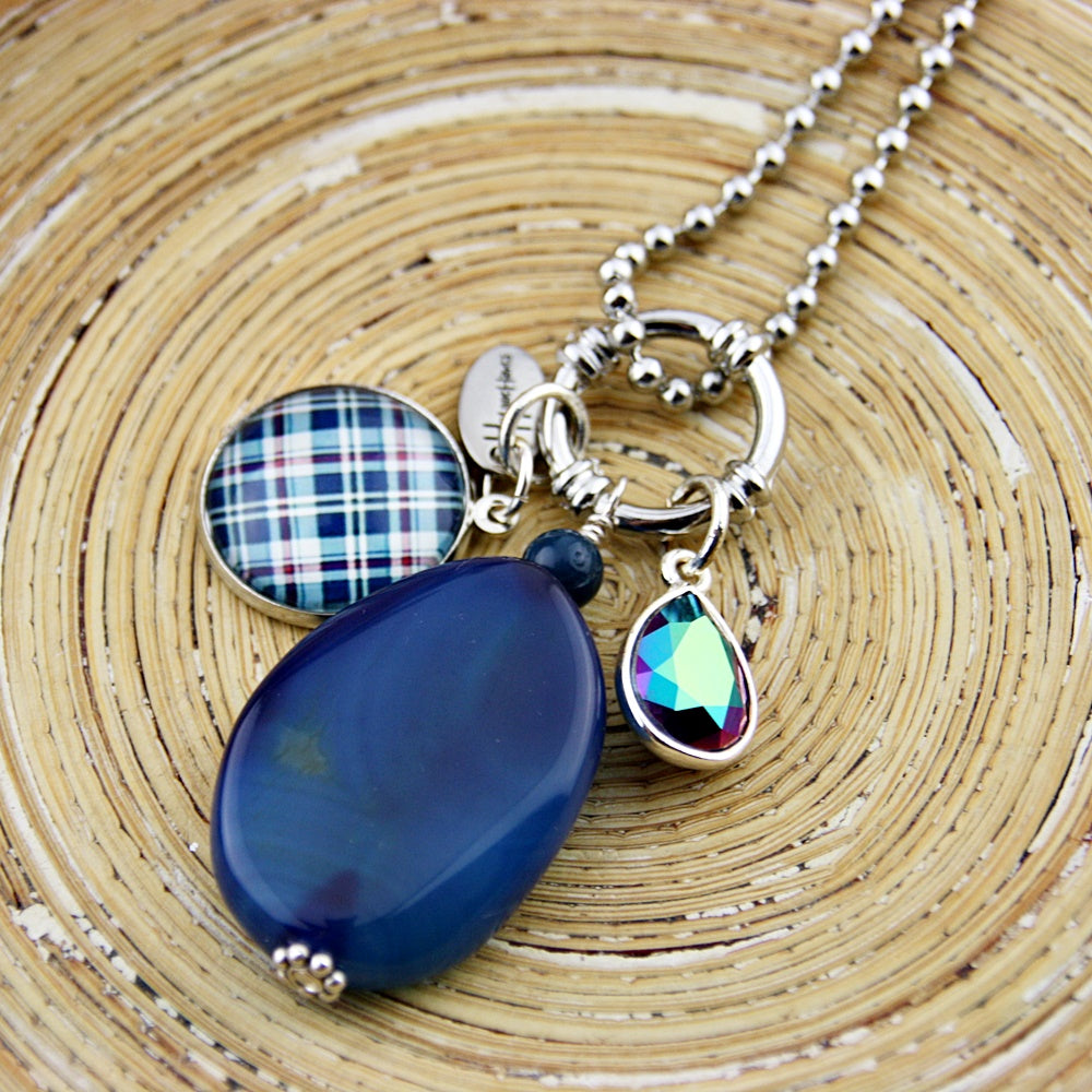 Lange ketting Blue Checkered