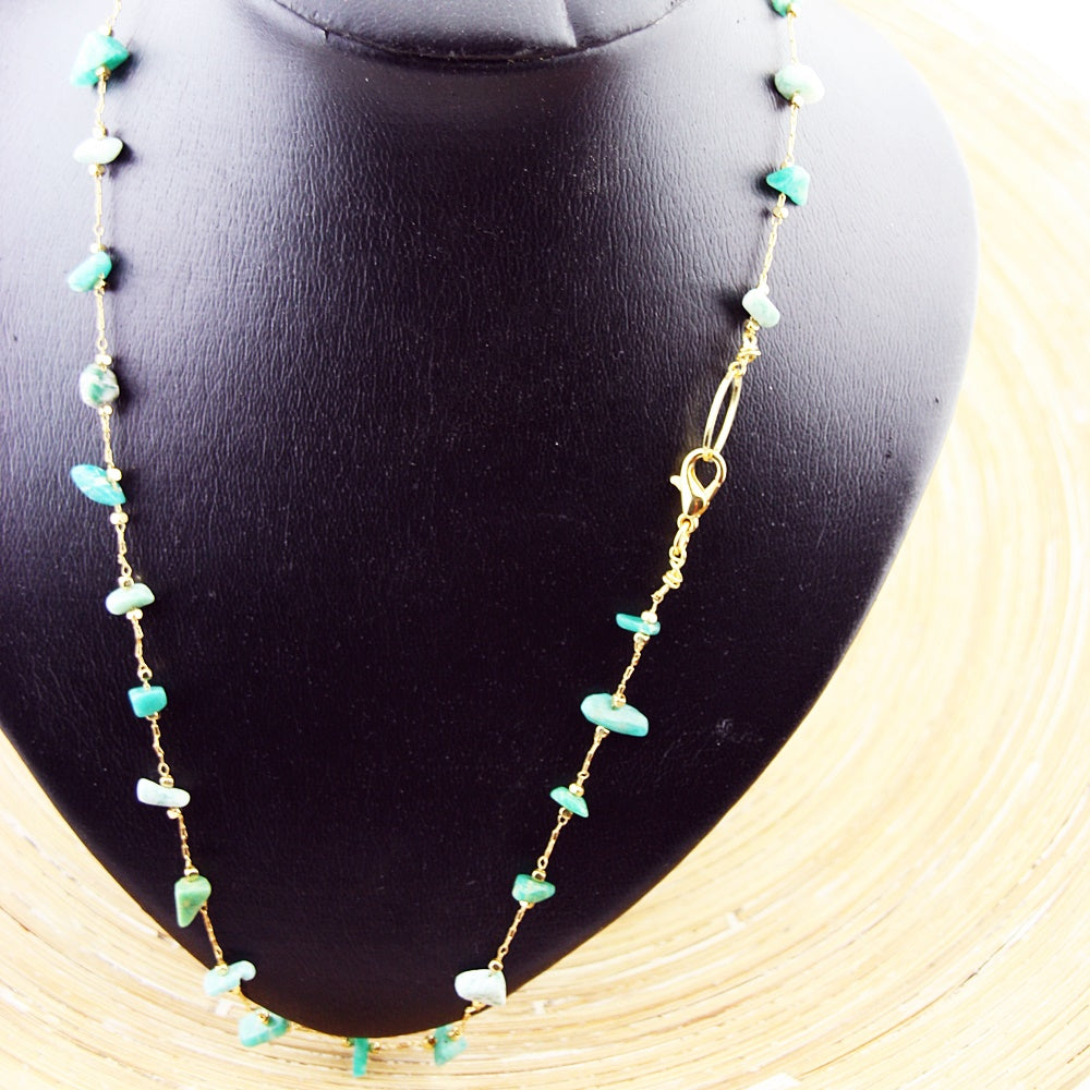 Korte ketting: Golden Green Chunks