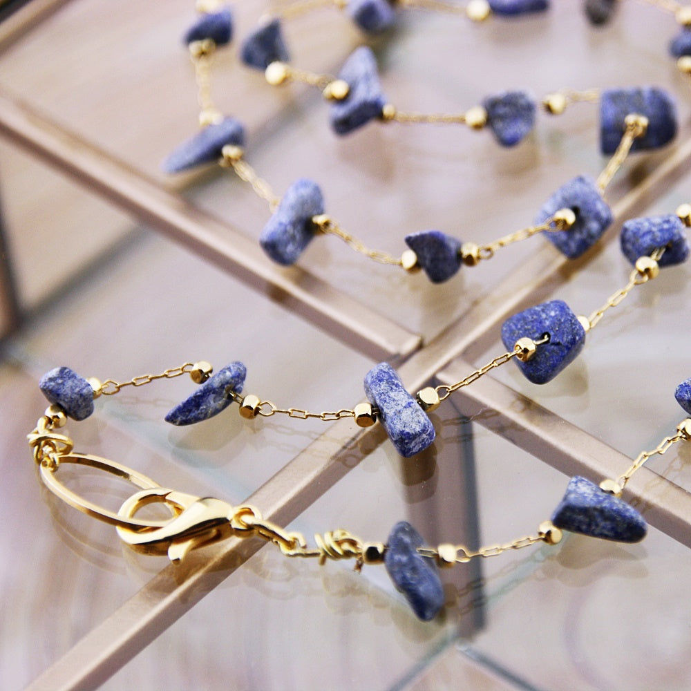 Korte ketting: Golden Blue Chunks