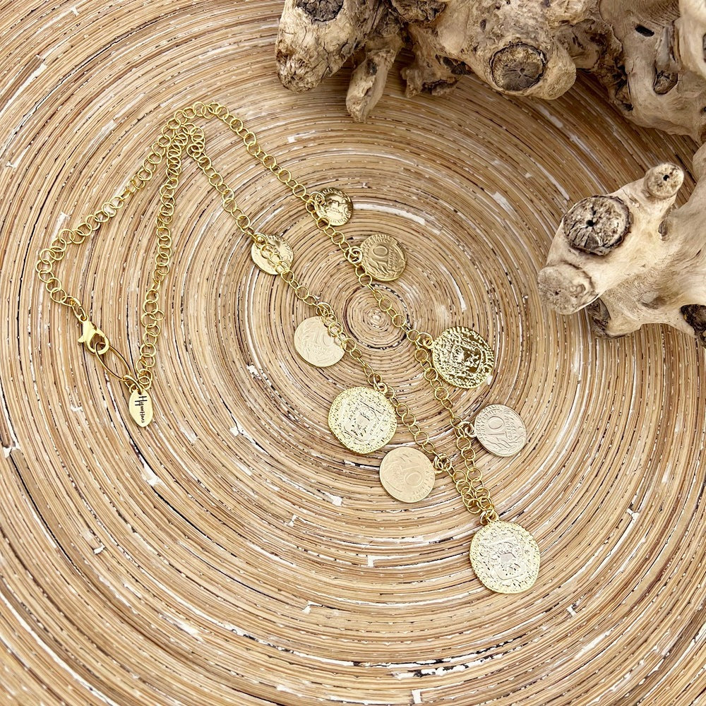 Coins ketting met muntjes in goud