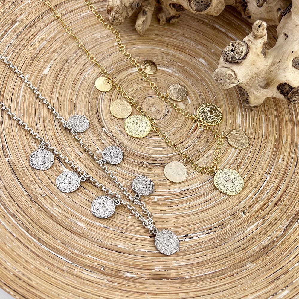 Coins ketting met muntjes in goud en zilver