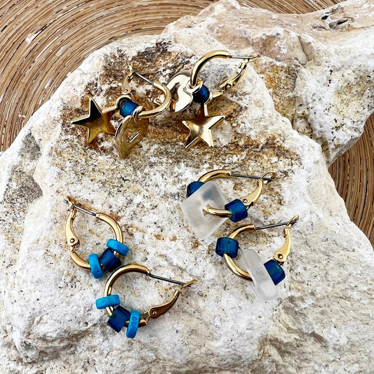 Mini creolen: Frosted Blue - HanneHaves