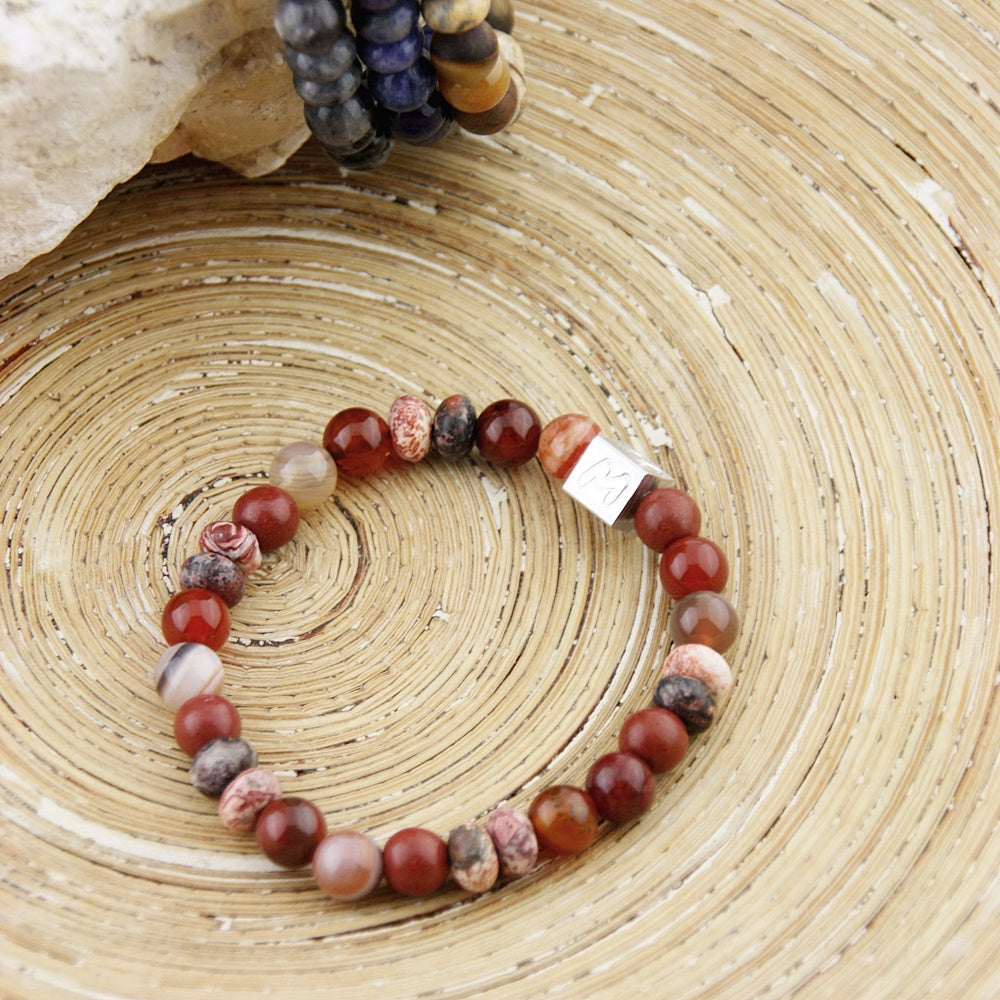 Natuursteenarmband Cubes Stone Fire