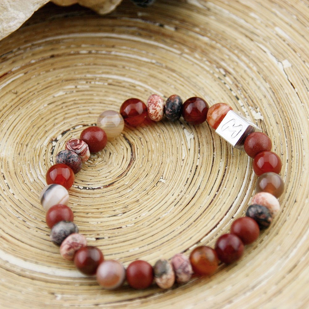 Natuursteenarmband Cubes Stone Red - HanneHaves