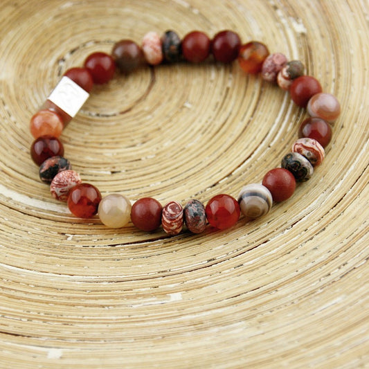 Natuursteenarmband Cubes Stone Red - HanneHaves