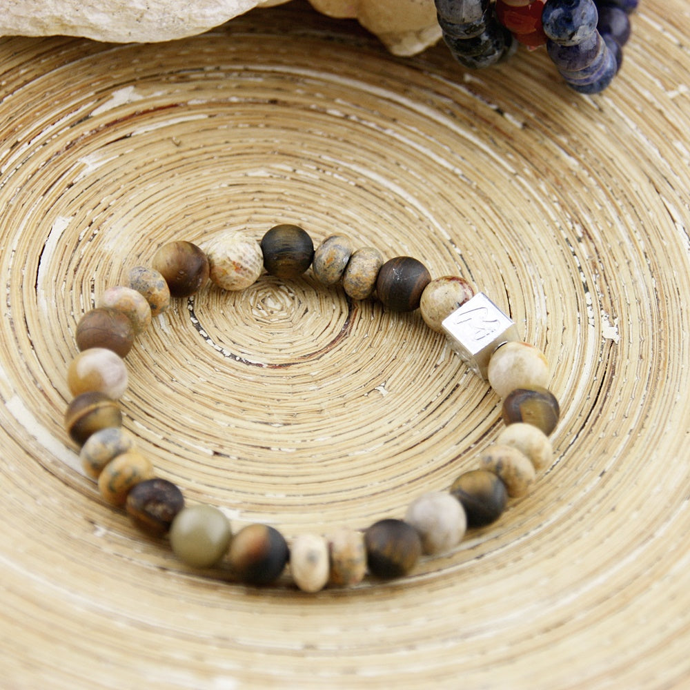 Natuursteenarmband Cubes Stone Brown