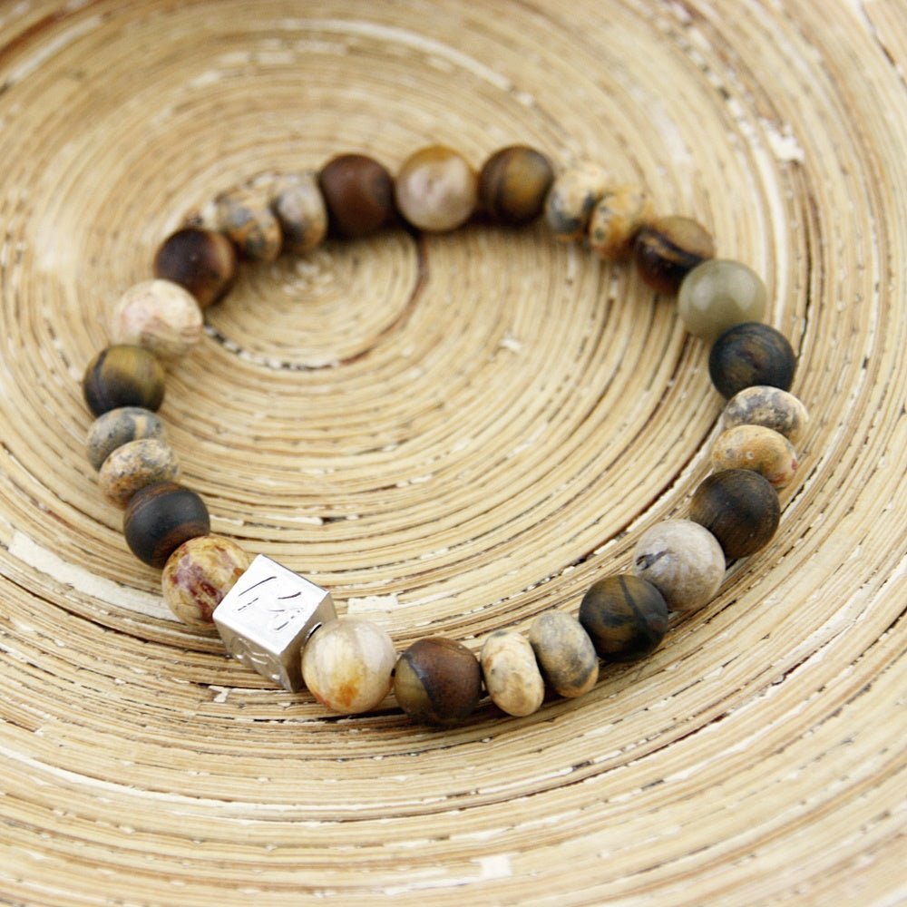 Natuursteenarmband Cubes Stone Caramel - HanneHaves