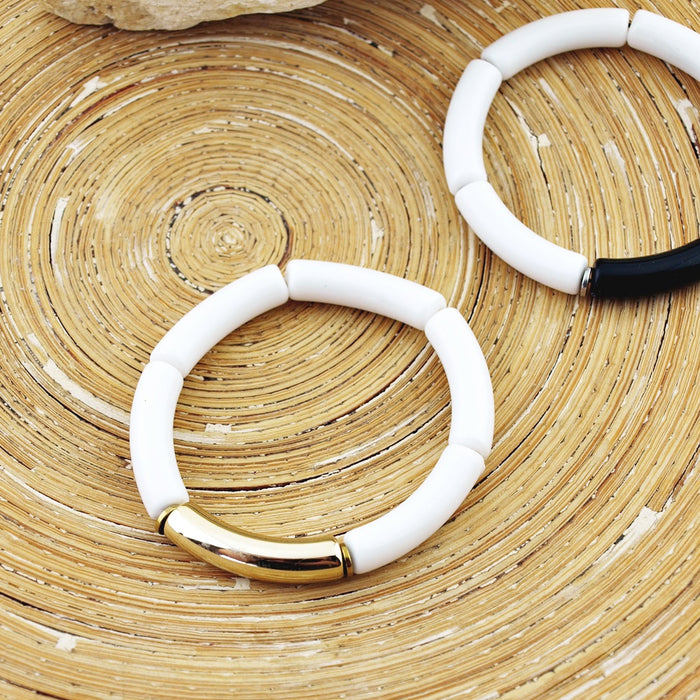 Armband Tube in wit met zwart en goud