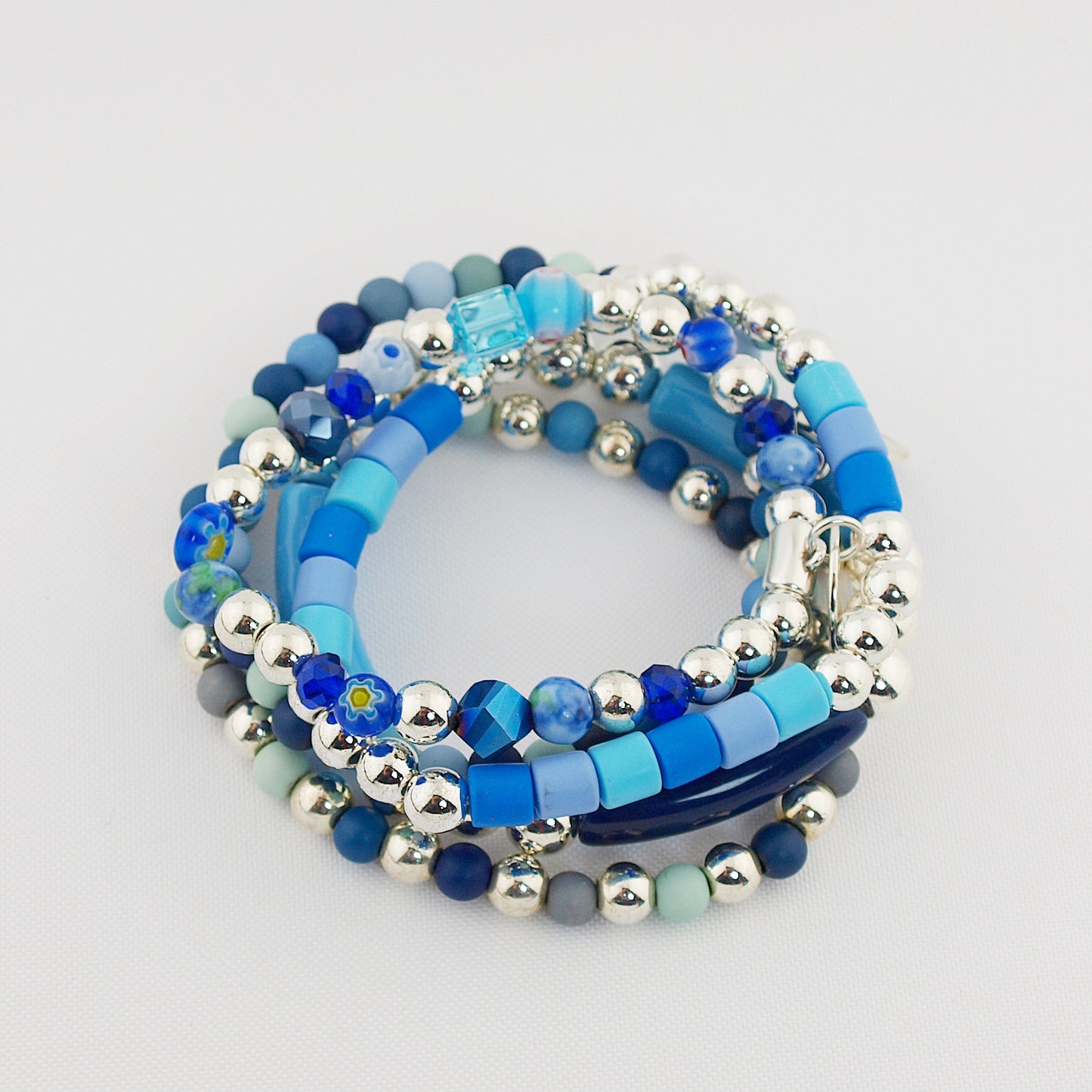 Spring set armbanden Blue Silver