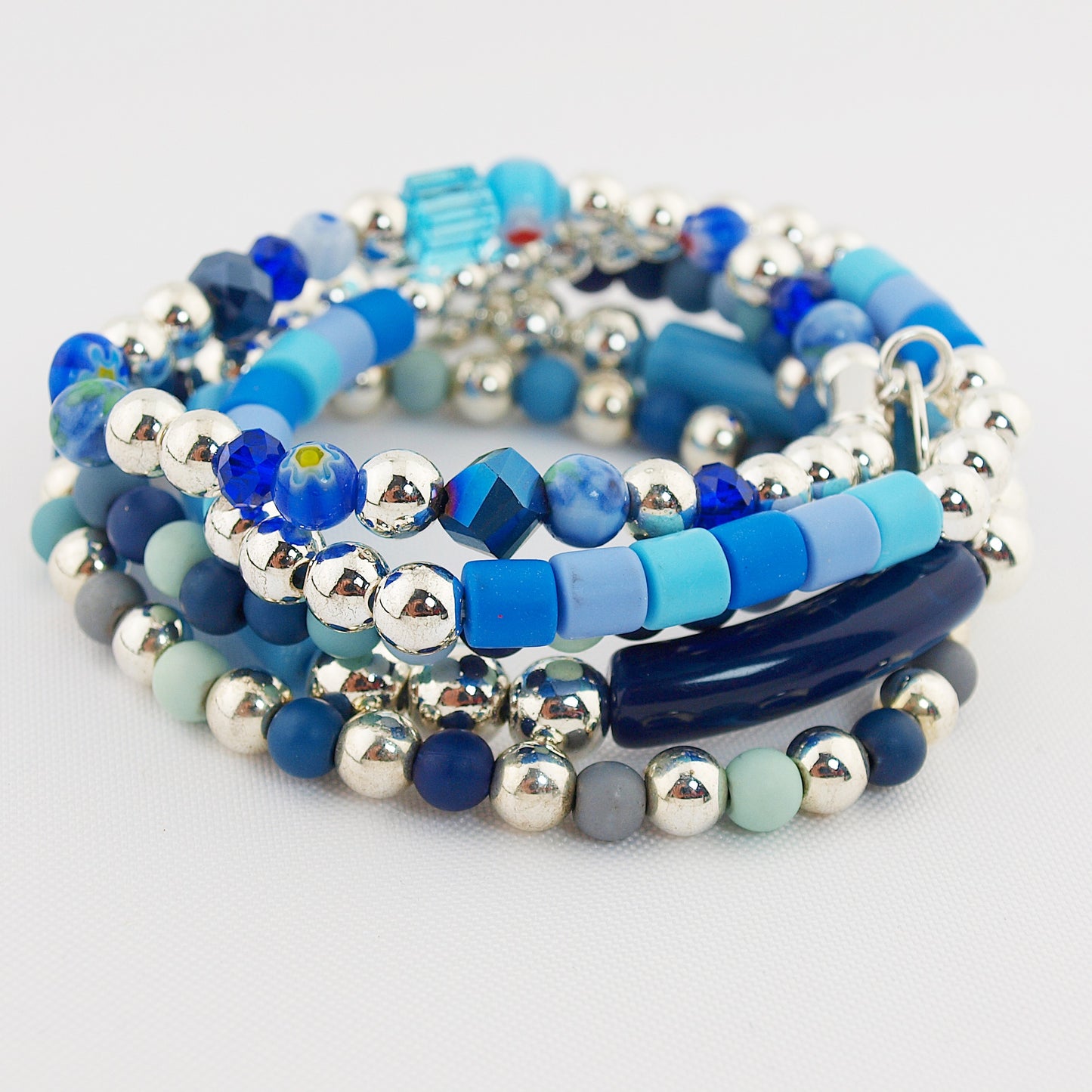 Spring set armbanden Blue Silver