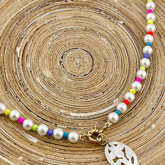 Ketting Pearls Color Flower Shell - HanneHaves