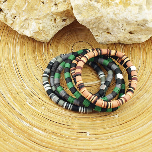 Surfer Armbanden Alejo bruin, groen & grijs - HanneHaves