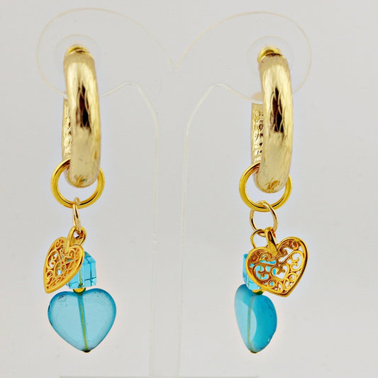Oorbellen Big Loop Hearts Turquoise - HanneHaves