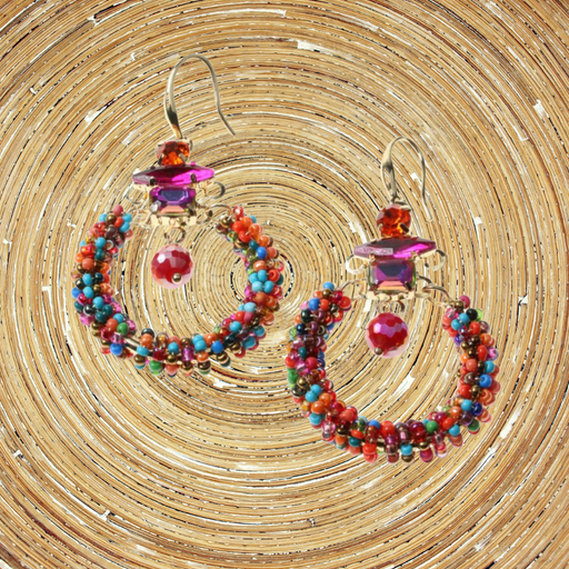 Oorbellen Multi Color Circle