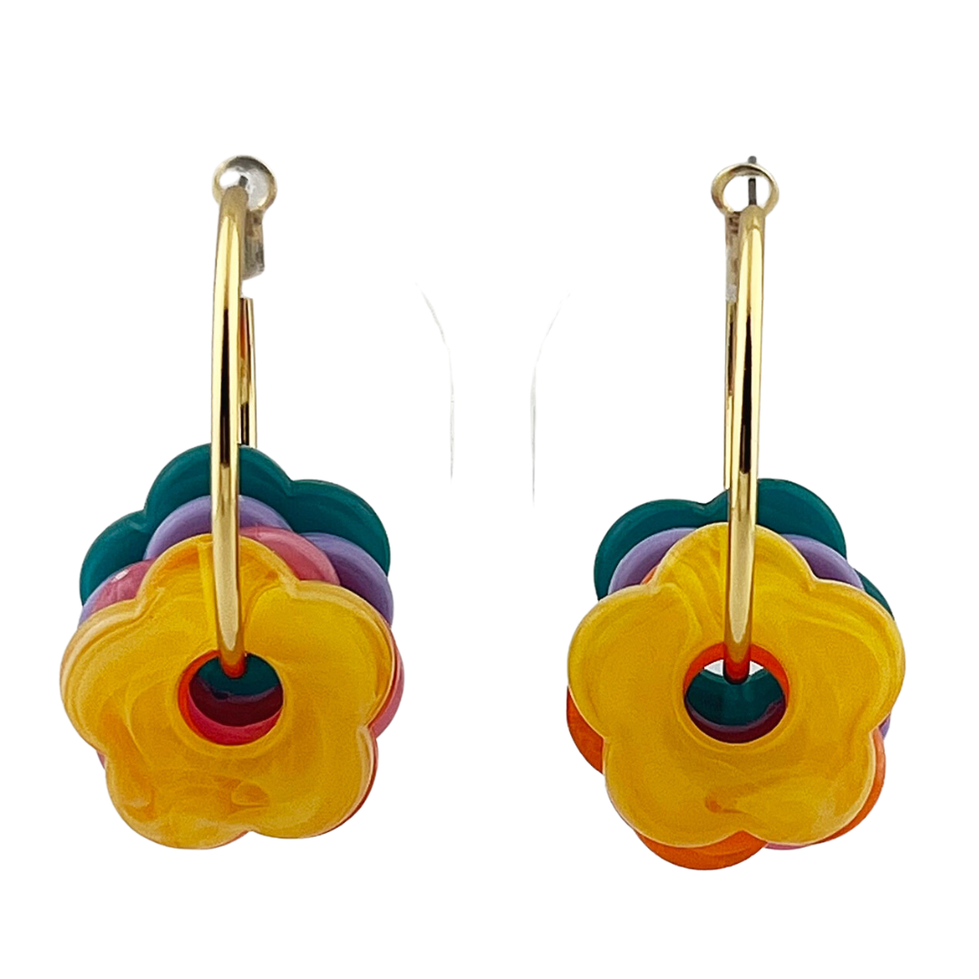 Oorbellen creolen Bloemkralen frisse kleuren