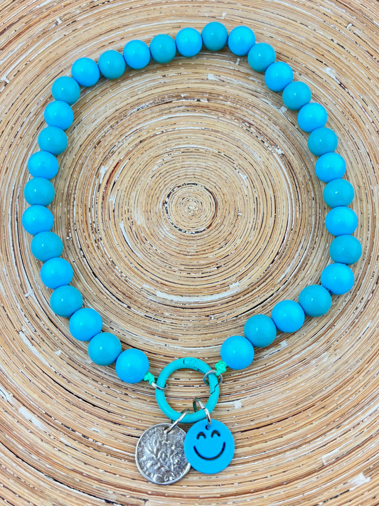 Ketting Big Beads turquoise 14 mm