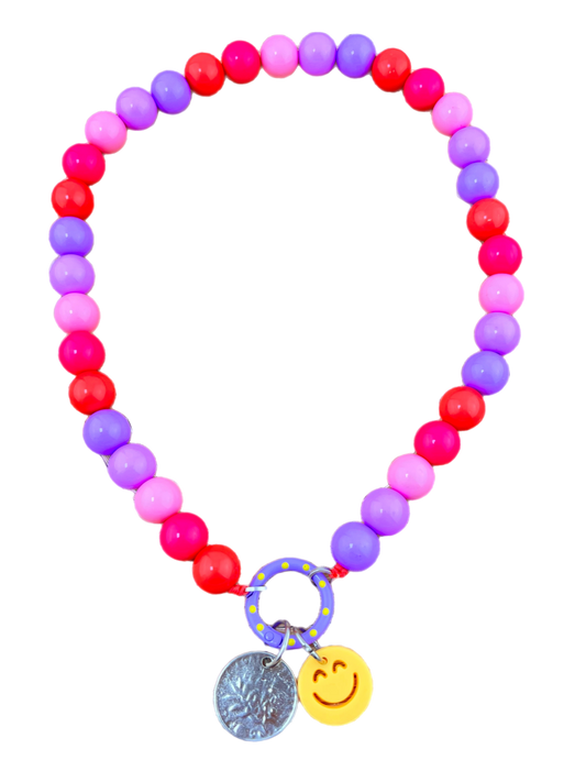 Ketting Big Beads roze 14 mm